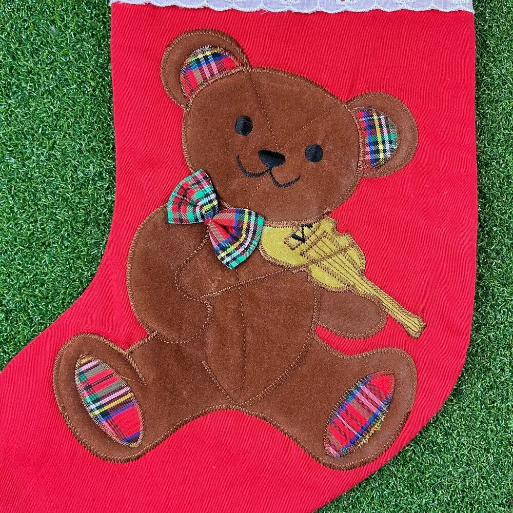 Vintage 1984 Dakin Beary Christmas Stocking Suede Teddy Bear